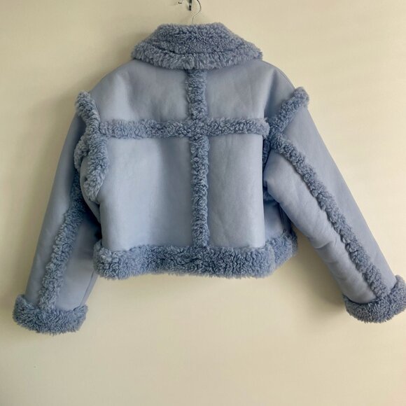 Stand Studio Kristy Jacket Blue Faux Fur Coat – Size 32/US 2 - Picture 7 of 8